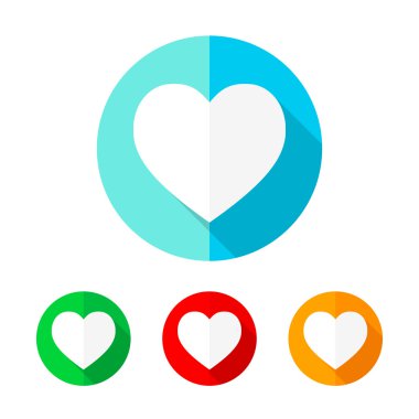 Renkli kalp simgeler kümesi. Vektör çizim.