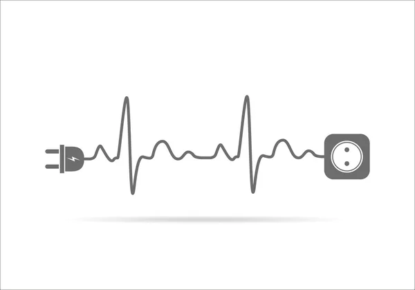 Cable de extensión en forma de latidos del corazón. Ilustración vectorial . — Archivo Imágenes Vectoriales