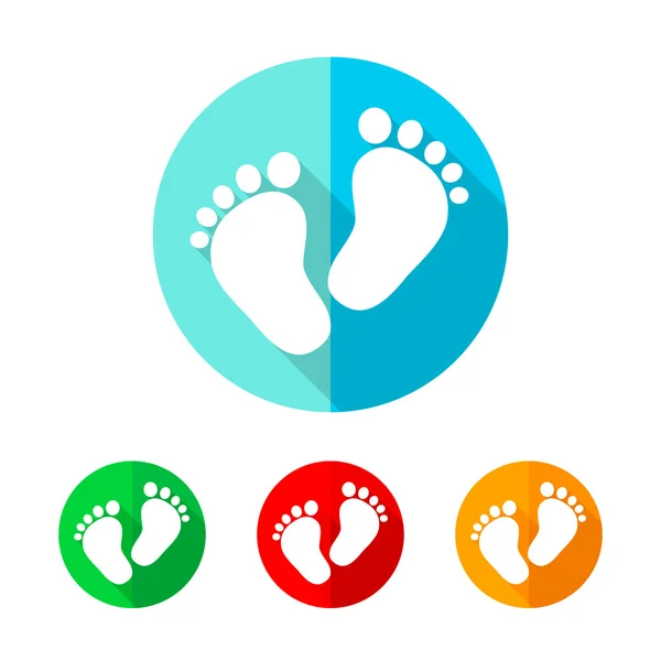 Set of colored footprint icons. Vector illustration. — Stock Vector