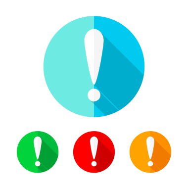 Renkli uyarı simgeler kümesi. Vektör çizim.