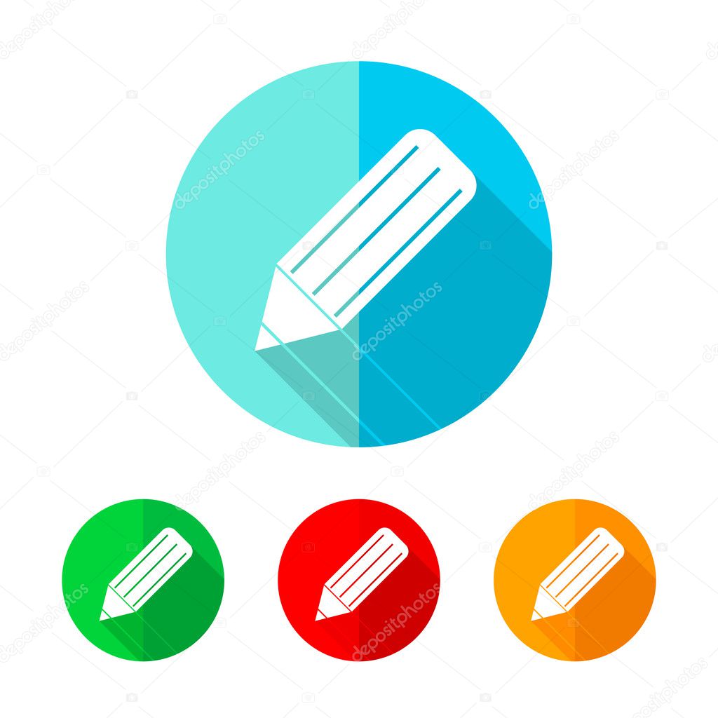 Set of colored pencil icons. Vector illustration.