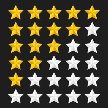 Renkli yıldız yıldız derecelendirmesi şablonu. Vektör çizim.