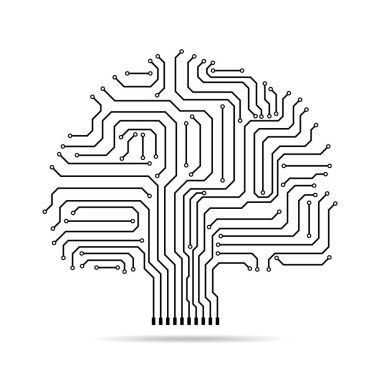Ağaç elektronik yollarının yaptı. Vektör çizim.