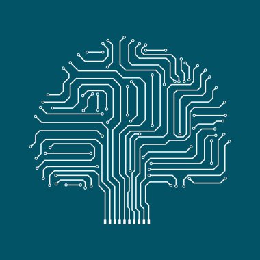 Ağaç elektronik yollarının yaptı. Vektör çizim.