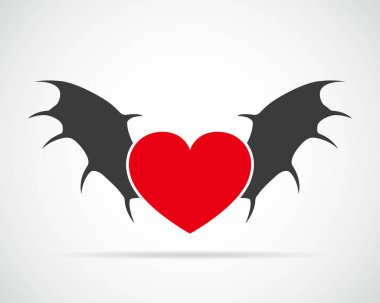 kalp kanatlı. vektör çizim.