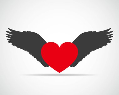 kalp kanatlı. vektör çizim.