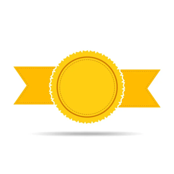 Yellow medal icon with ribbon. Vector illustration. — Stock Vector