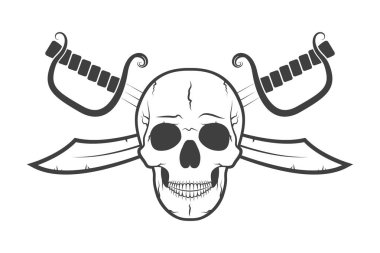 Kafatası ve iki kılıç. Vektör çizim