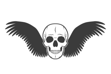 İnsan kafatası kanatlı. Vektör çizim