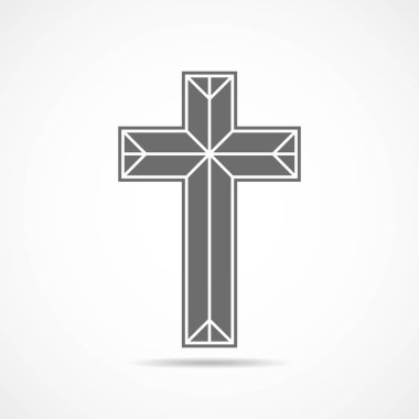 Gri Hıristiyan çapraz simgesi. Vektör çizim.