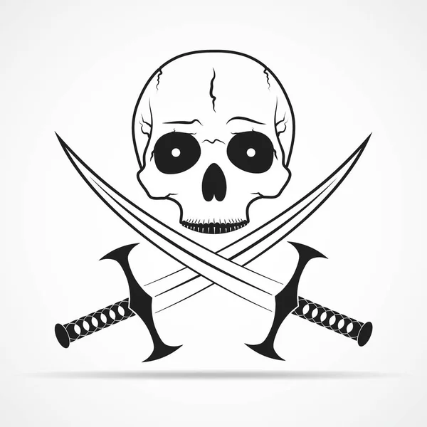 Calavera y dos espadas. Ilustración vectorial — Vector de stock