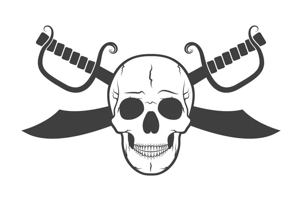 Crâne et deux épées. Illustration vectorielle — Image vectorielle