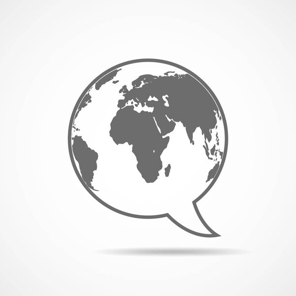 Речевой пузырь с картой Земли внутри. Векторная иллюстрация
.
