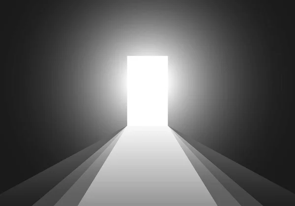 Açık kapıdan odada ışık. Vektör çizim.