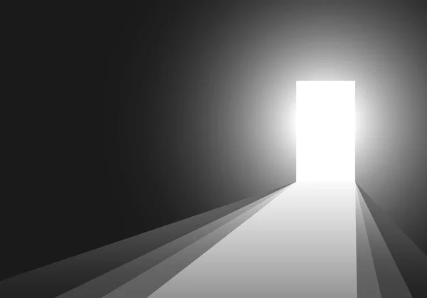 Luz en la habitación a través de la puerta abierta. Ilustración vectorial . — Archivo Imágenes Vectoriales