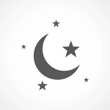 Gece ay ve yıldız simgesi. Vektör çizim. Uyku kavramı.