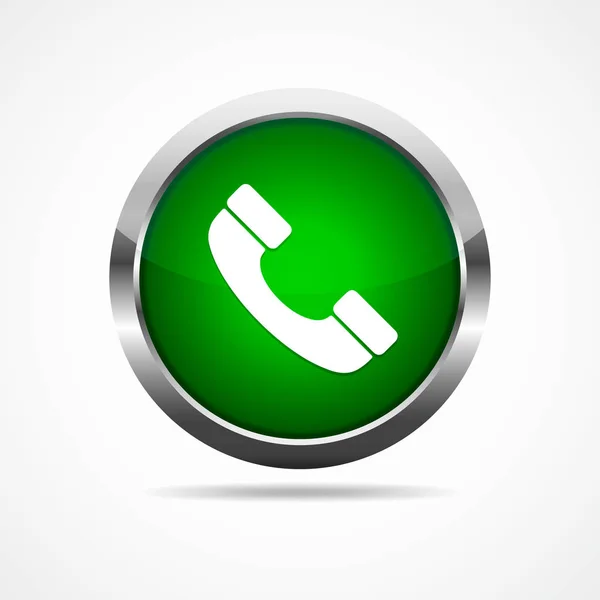 緑の光沢のある電話のボタン。ベクトル図 — ストックベクタ