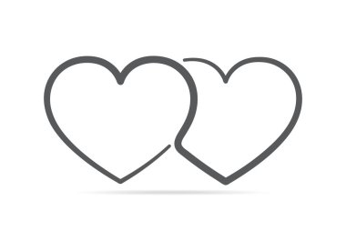 İki doğrusal kalp kendi aralarında bağlı. Vektör çizim.