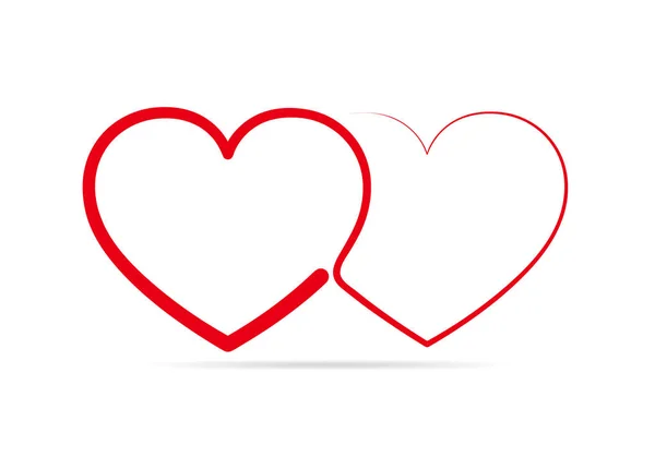 Δύο καρδιές γραμμική συνδέονται μεταξύ τους. Εικονογράφηση διάνυσμα. — Διανυσματικό Αρχείο