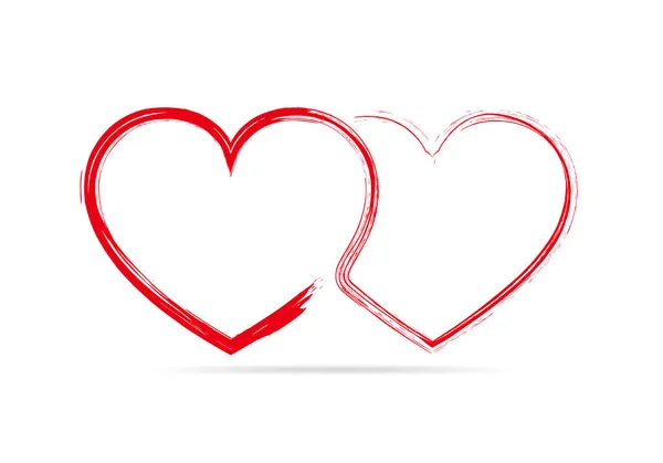 Két lineáris szív kapcsolatban egymással. Vektoros illusztráció. — Stock Vector