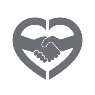 Soyut el sıkışma simgesi. Vektör çizim.