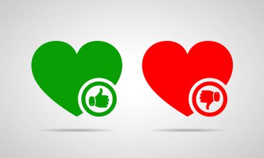 Kalpleri başparmak yukarı ve aşağı vardı. Vektör çizim.