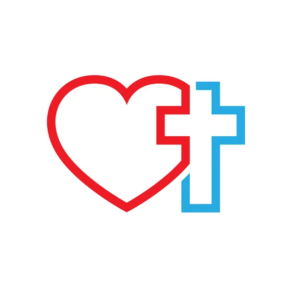 心和基督教的十字架。矢量图. — 图库矢量图片