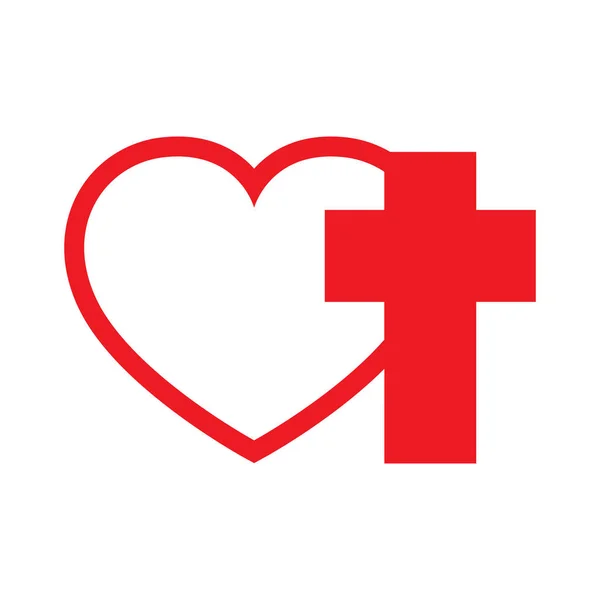 Corazón y cruz cristiana. Ilustración vectorial . — Vector de stock