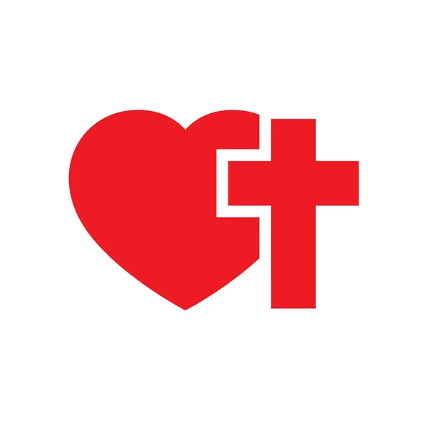 Srdce a křesťanský kříž. Vektorové ilustrace. — Stockový vektor