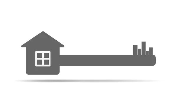 Conceito imobiliário com casa e chave. Ilustração vetorial — Vetor de Stock