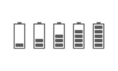 Pil şarj simgeleri ayarlayın. Vektör çizim.