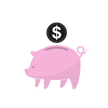 Doları para ile Piggy banka. Vektör çizim.