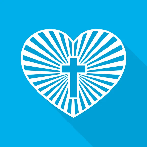 Heart with Christian cross. Vector illustration.