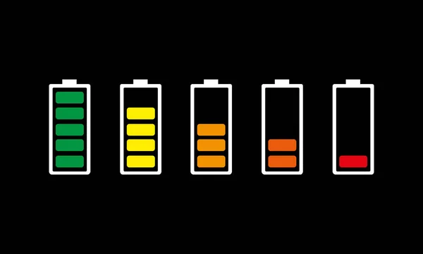 Ensemble d'icônes de charge de batterie. Illustration vectorielle . — Image vectorielle
