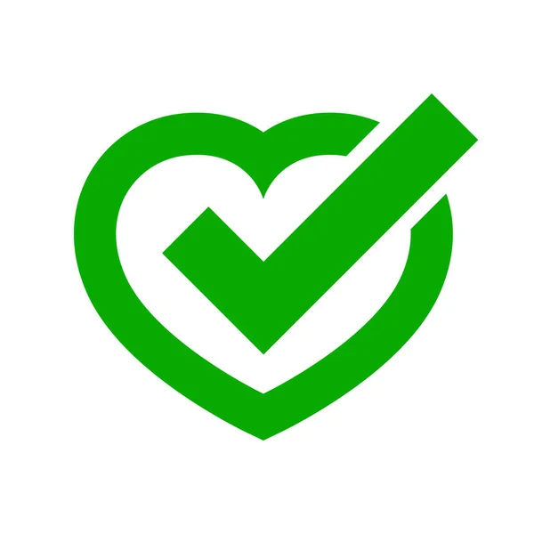 Corazón con marca de verificación aprobada. Ilustración vectorial . — Vector de stock