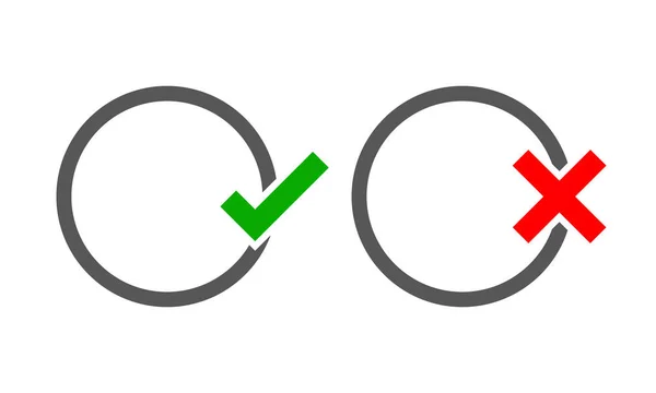 Круглые рамки с галочками Yes и No. Векторная иллюстрация . — стоковый вектор