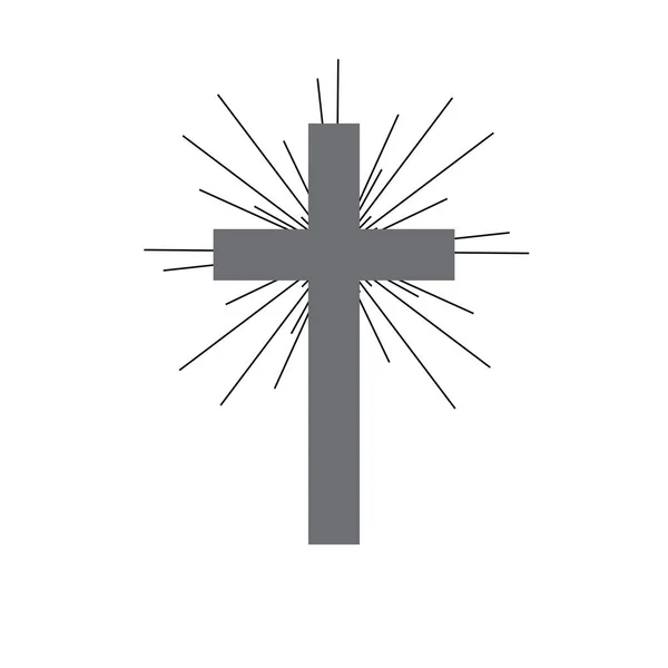 Šedá ikona křesťanské kříže. Vektorové ilustrace. — Stockový vektor