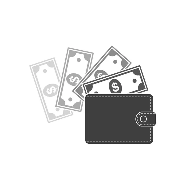 Cartera con dinero. Ilustración vectorial . — Vector de stock