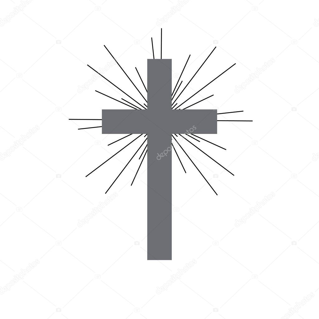 Gray Christian cross icon. Vector illustration.