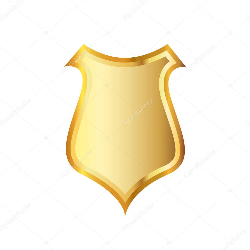 Golden shield icon. Vector illustration.