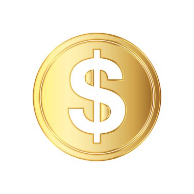 Altın dolar sikke simge. Vektör çizim.