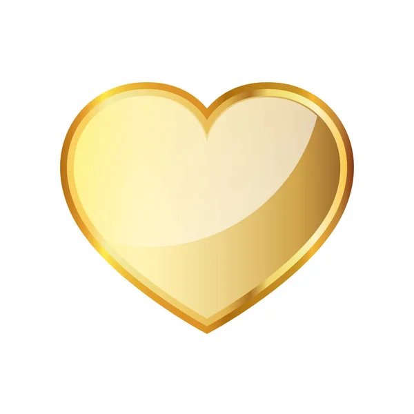Ícone de coração dourado. Ilustração vetorial . — Vetor de Stock