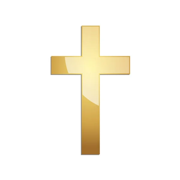 Goldenes christliches Kreuz. Vektorillustration. — Stockvektor