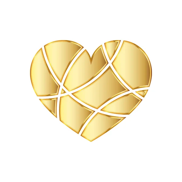Icona del cuore d'oro. Illustrazione vettoriale . — Vettoriale Stock