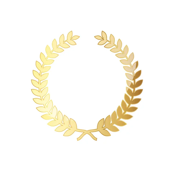 Icona della corona d'alloro dorata. Illustrazione vettoriale — Vettoriale Stock