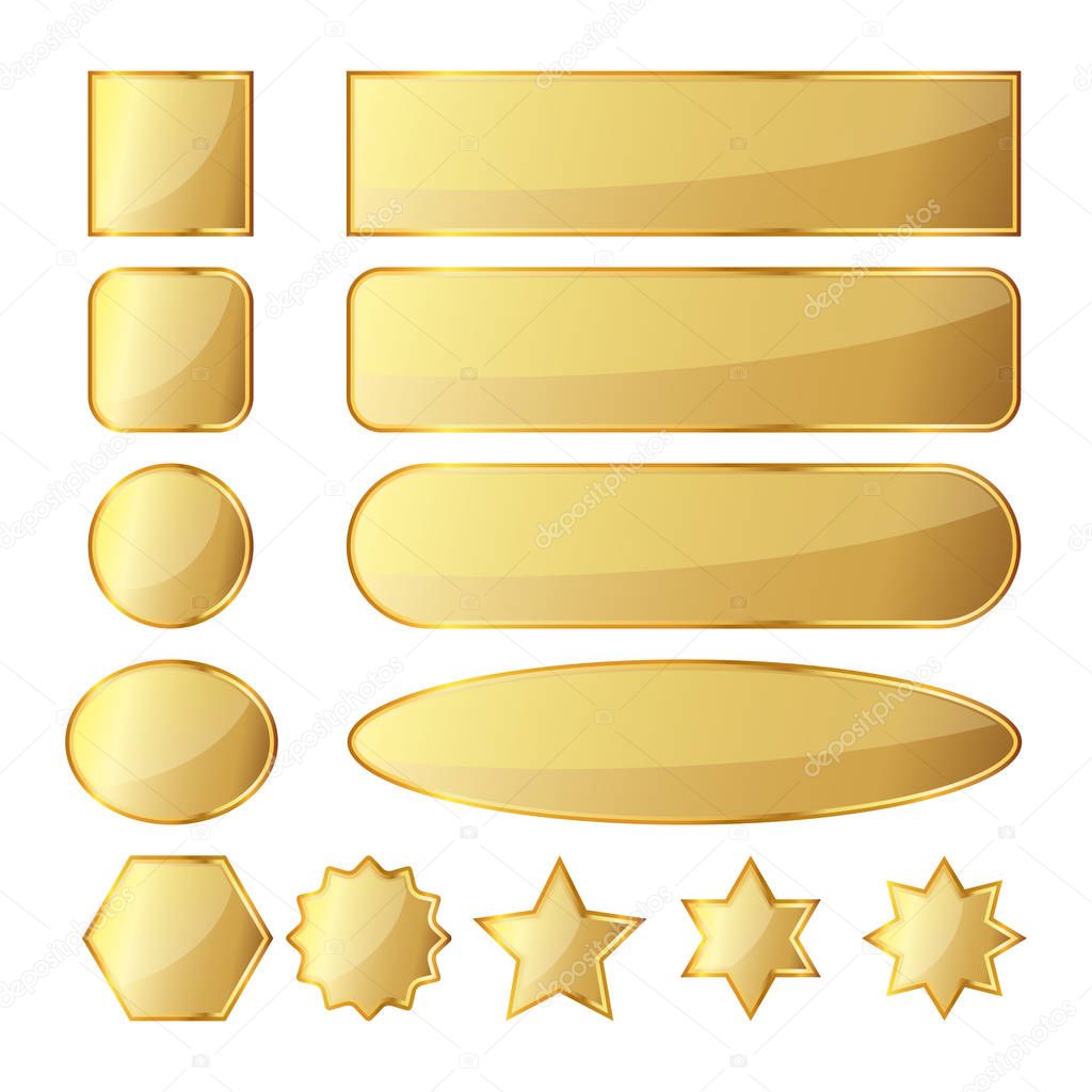 Set of golden buttons. Vector illustration