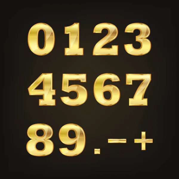 Set of golden numbers. Vector illustration. — Stock Vector