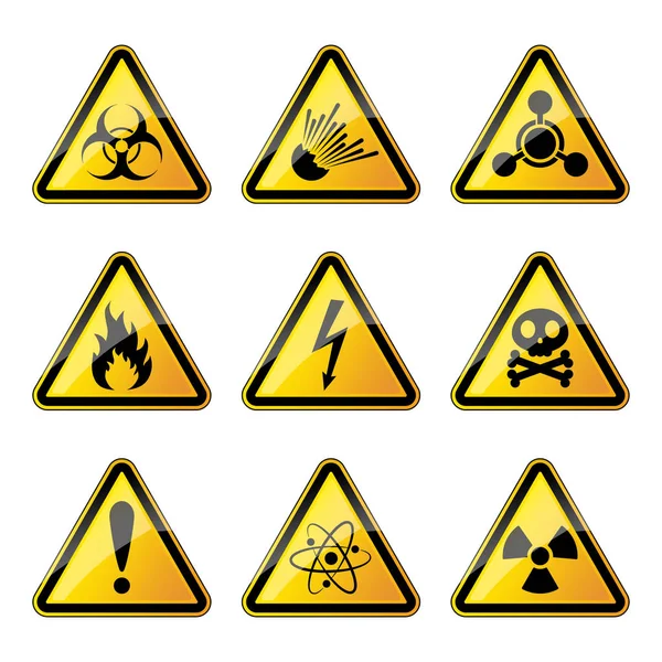 Set of warning danger signs. Vector illustration. — Stock Vector