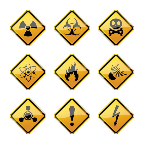 Conjunto de señales de peligro de advertencia. Ilustración vectorial . — Vector de stock