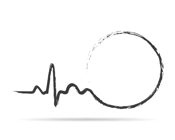 Намальована піктограма серцебиття з колом. Векторні ілюстрації . — стоковий вектор